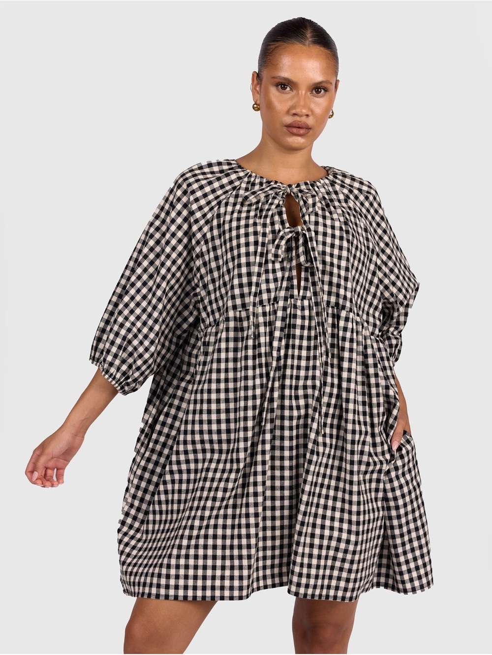 NWT The Lullaby Club Florence Black and White Gingham Mini Dress